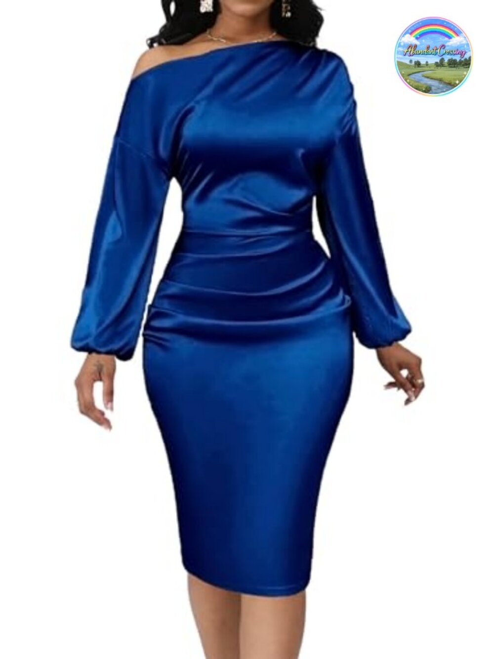Off Shoulder Bodycon Dress Long Sleeve Midi Formal